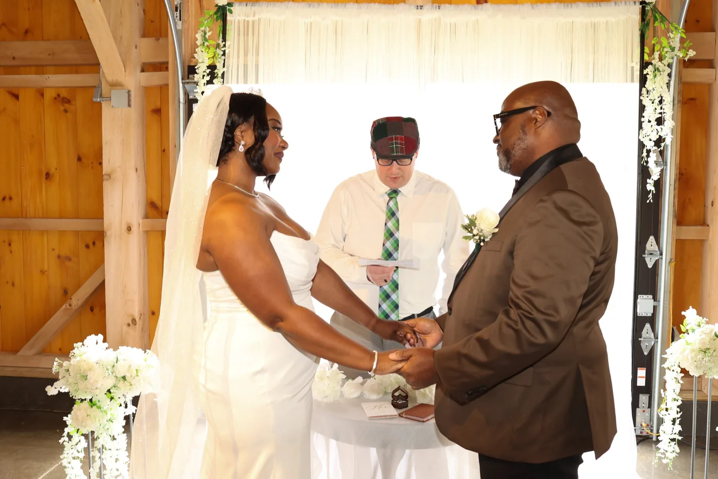 Wedding ceremony in a rustic venue